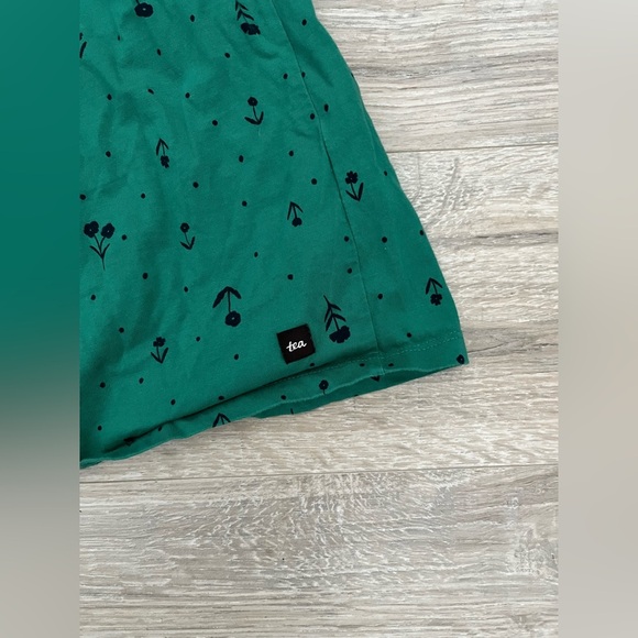 Tea Collection Girl’s Long Sleeve Skirted Green Floral Dress - Size 12 - Picture 7 of 8